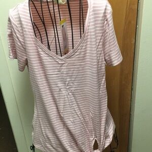 Matty M Pink and Cream Striped Top